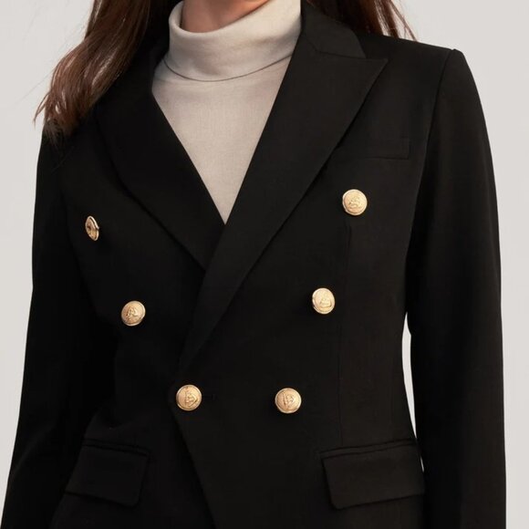 LILYSILK black double breaster blazer w/gold logo buttons in size XXL (16) - Picture 3 of 4